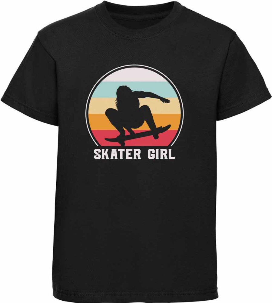Printed kids T-shirt jumping skateboarder with Skater Girl lettering